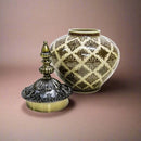 Moroccan Taupe Brass Accent Ceramic Jar