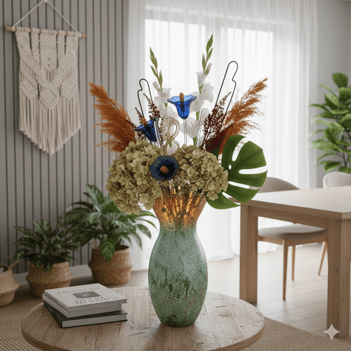 Murano Style Green and Gold Aventurine Tall Vase