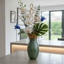 Murano Style Green and Gold Aventurine Tall Vase