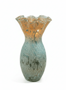 Murano Style Green and Gold Aventurine Tall Vase