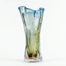 Blue and Amber Handblown Art Glass Vase