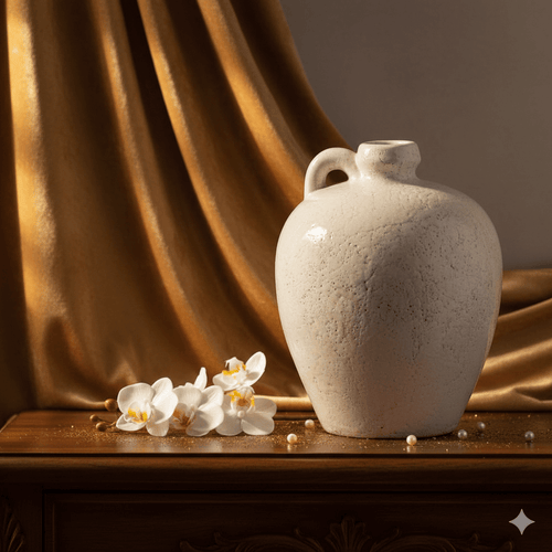 Nava Round Modern White Terracotta Jug