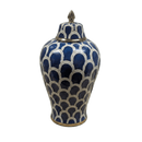 Navy Blue Scallop Ceramic Ginger Jar with Gold