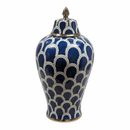 Navy Blue Scallop Ceramic Ginger Jar with Gold