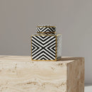 Navy Gold Zebra Print Square Ceramic Jar