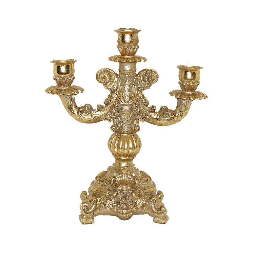 Neoclassical Gold Resin Taper Candlestick