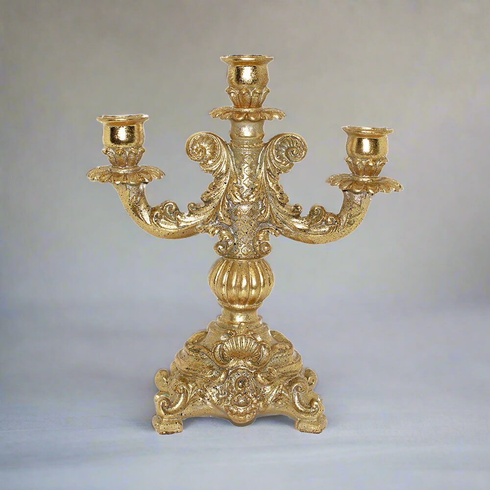 Neoclassical Gold Resin Taper Candlestick