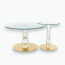Acrylic Nesting Coffee Tables Set - Gold Base