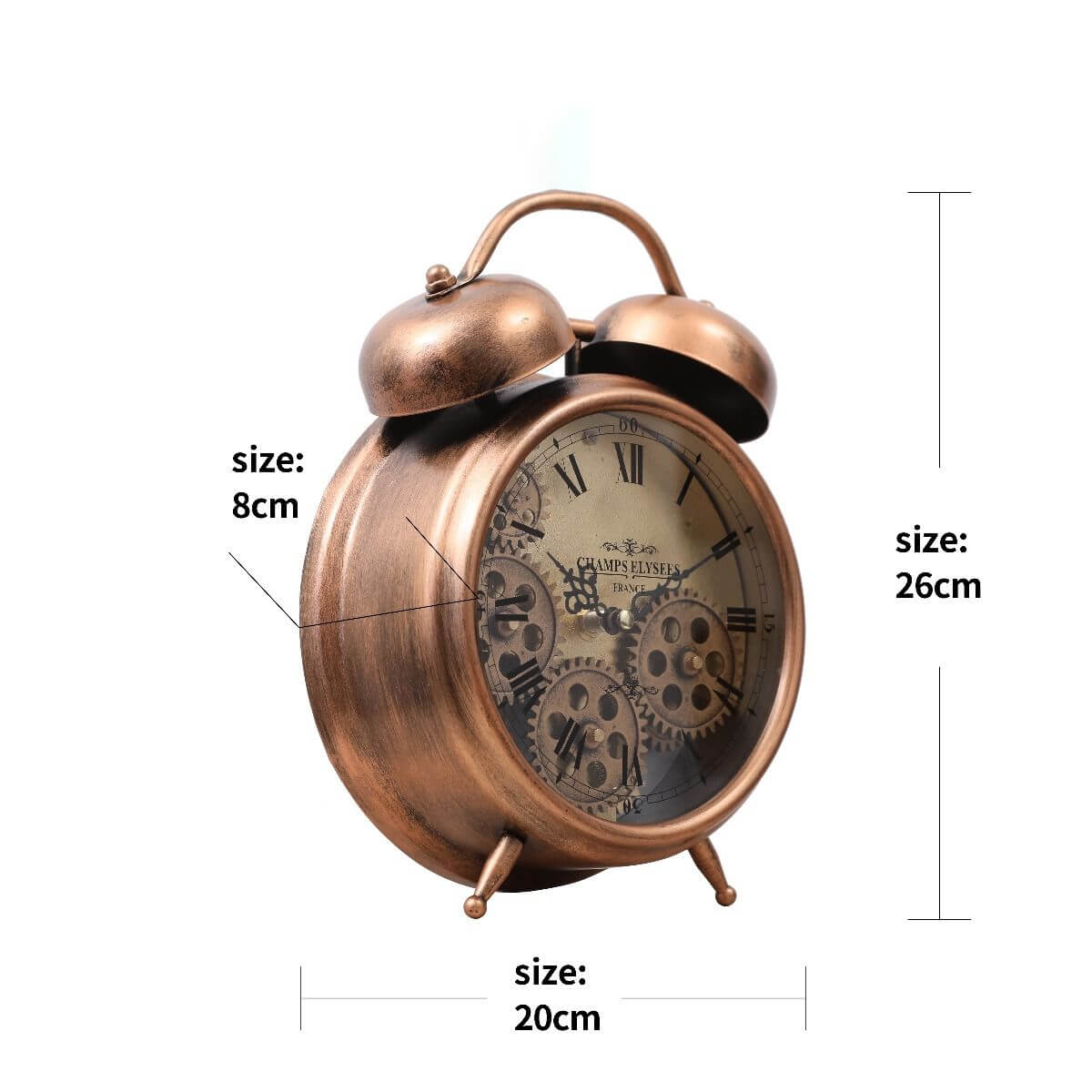 Newton Bell Copper Exposed Gear Clock 25cm