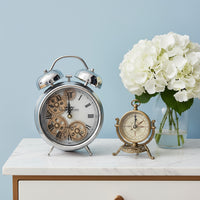 Newton Bell Silver Exposed Gear Clock 25cm