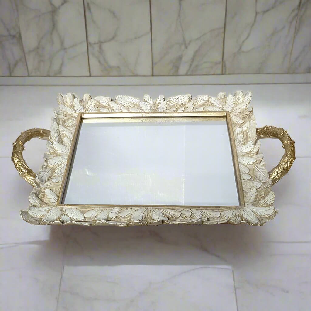 Nordic Mirror Tray Vintage Rectangle Golden Mirror Tray
