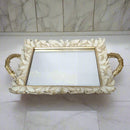 Nordic Mirror Tray Vintage Rectangle Golden Mirror Tray
