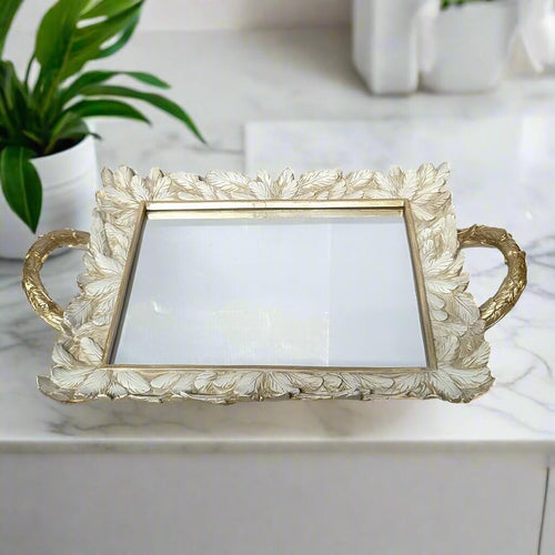 Nordic Mirror Tray Vintage Rectangle Golden Mirror Tray