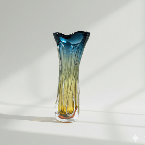 Oceanic Ombre Blown Glass Art Vase