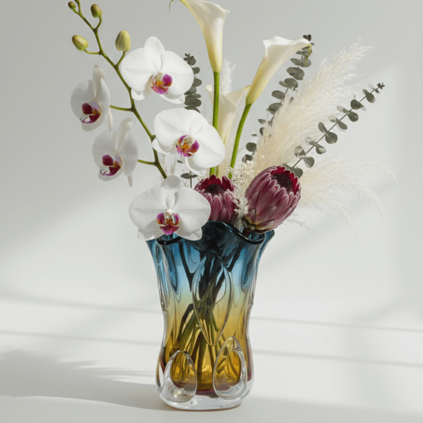 Oceanic Ombre Handblown Art Glass Vase