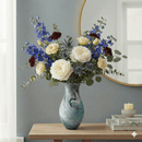 Oceanic Teal Marbled Ceramic Flared Vase