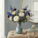 Oceanic Teal Marbled Ceramic Flared Vase