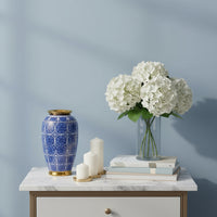 Oriental Midnight Blue Gold Ceramic Vase
