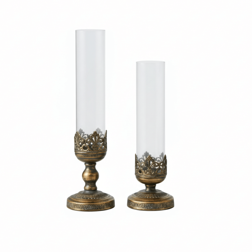 Ornate Rustic Gold Arabesque Candlesticks