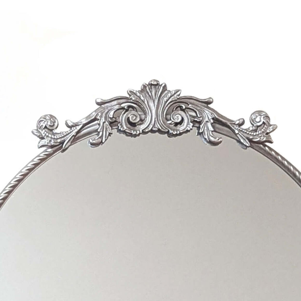 Baroque Silver Round Wall Mirror Ornate 60cm