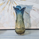 Murano Style Flower Vase - Yellow/Blue Art Deco 38cm