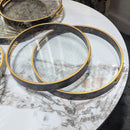 Vintage Gold Round Serving Tray Set with Premium Glass and Wood, Elegant Design for Australian Living Spaces, by Premium Living