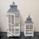 Tall Decorative Rustic Lantern Set with natural wood finish and metal accents for vintage-inspired home decor.