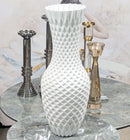 Unique 3D White Ceramic Vase – Geometric Facet, 25cm