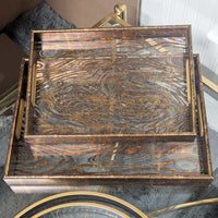 Spiral Pattern Timber Serving Tray Set