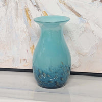 Blue Green Ocean Blown Art Glass Vase - 29cm