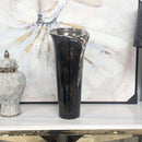 Tall Dark Brown & Silver Ceramic Vase