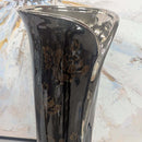 Tall Dark Brown & Silver Ceramic Vase