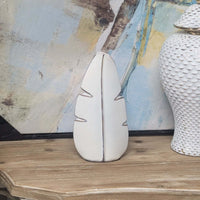Modern White Ceramic Leaf Sculpture