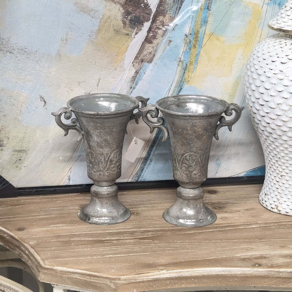Vintage Silver Metal Decorative Vases