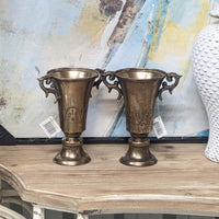 Antique Vintage Brass Trophy Vases Set of 2