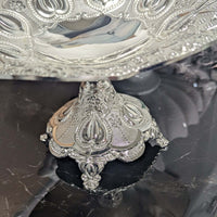 Silver Embossed Metal Decorative Pedestal Centerpiece