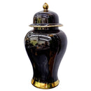 Pagoda Inspired Black Gold Ceramic Jar