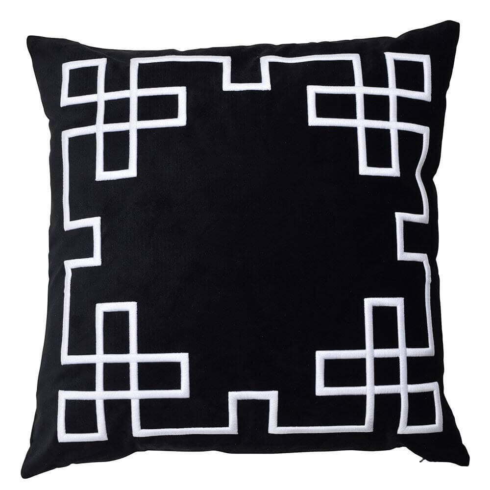 Palm Springs Black Velvet Cushion 55cm