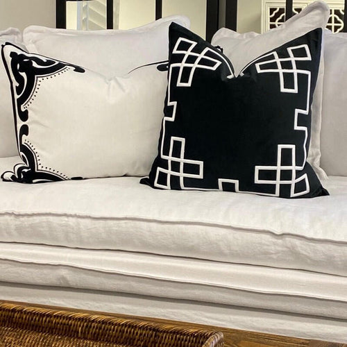 Palm Springs Black Velvet Cushion 55cm