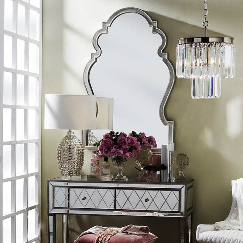 Paloma Wall Mirror – Elegant Antique Silver Architectural Design
