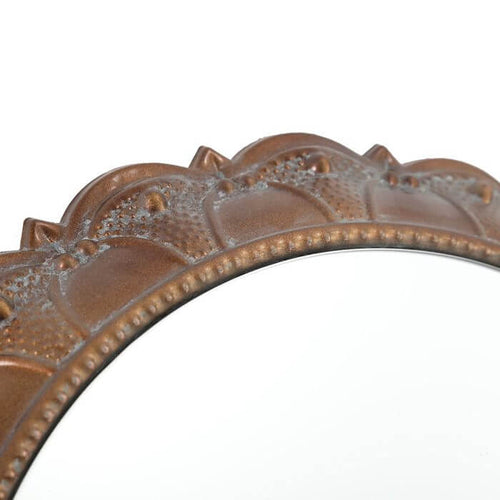 Persian Ornate Round Mirror Copper Brown 40cm