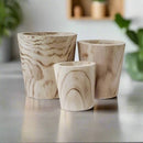 Peru Natural Paulownia Wood Planter Trio Set of 3