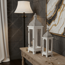 French Provincial White and Silver Lantern Set