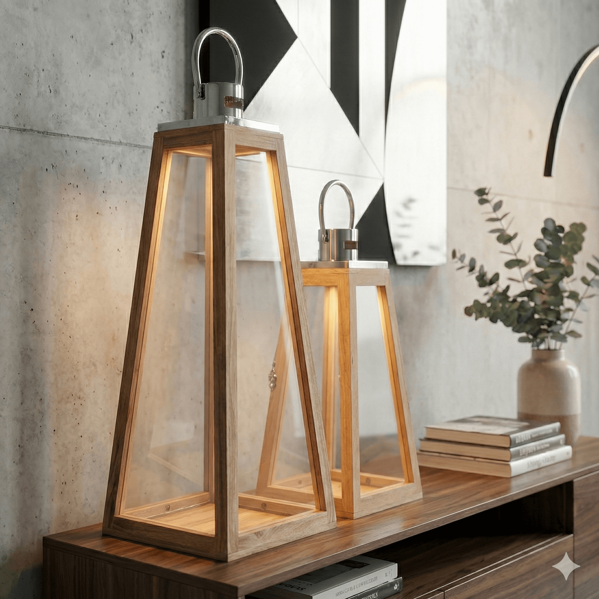 Pyramid Large Candle Lantern Indoor Set