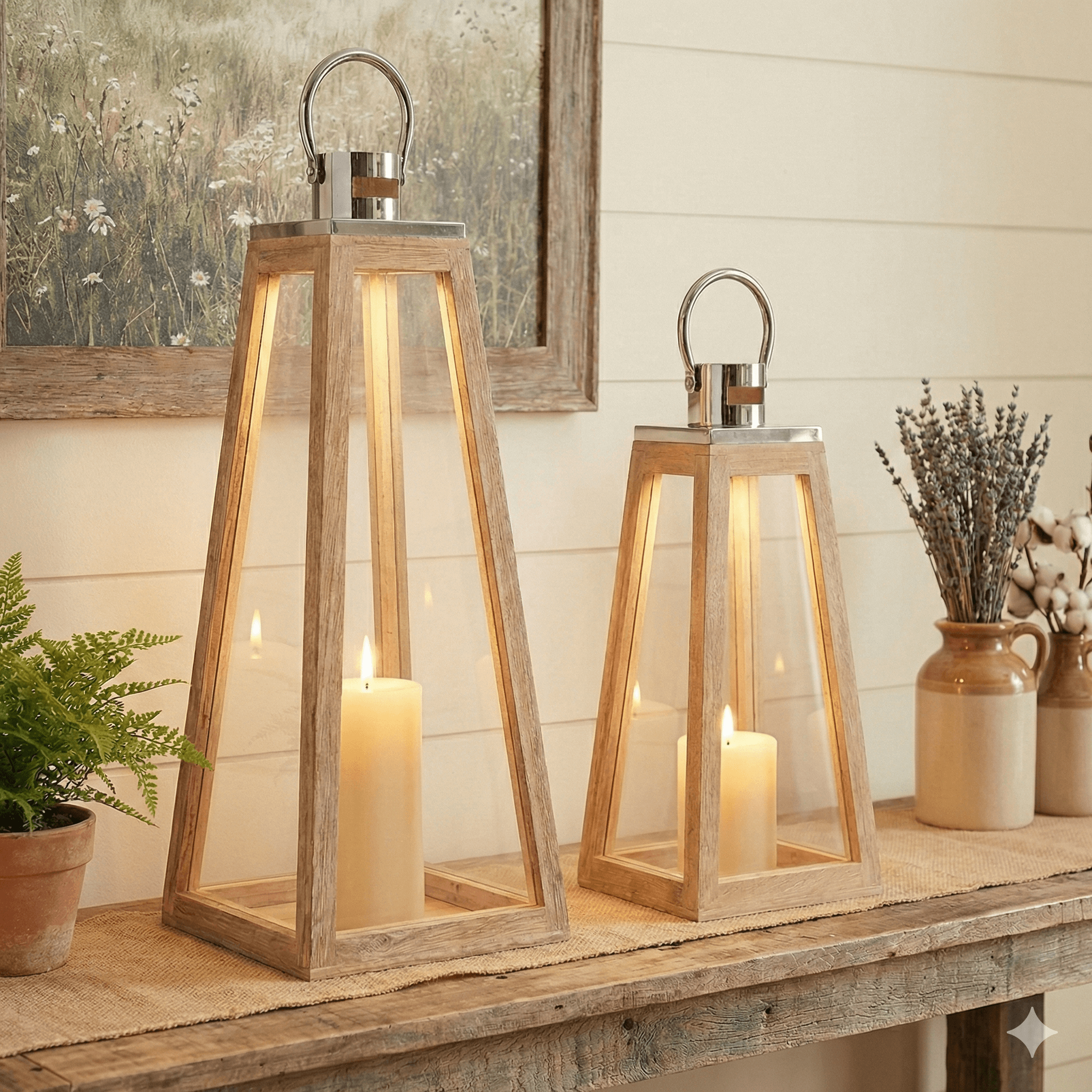 Pyramid Large Candle Lantern Indoor Set