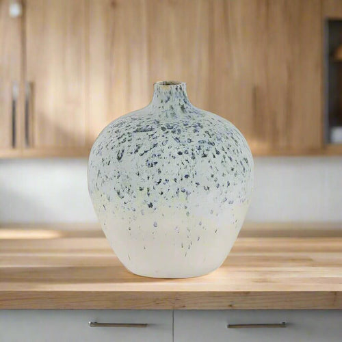 Rain Belly Small Ceramic Blue White Vase