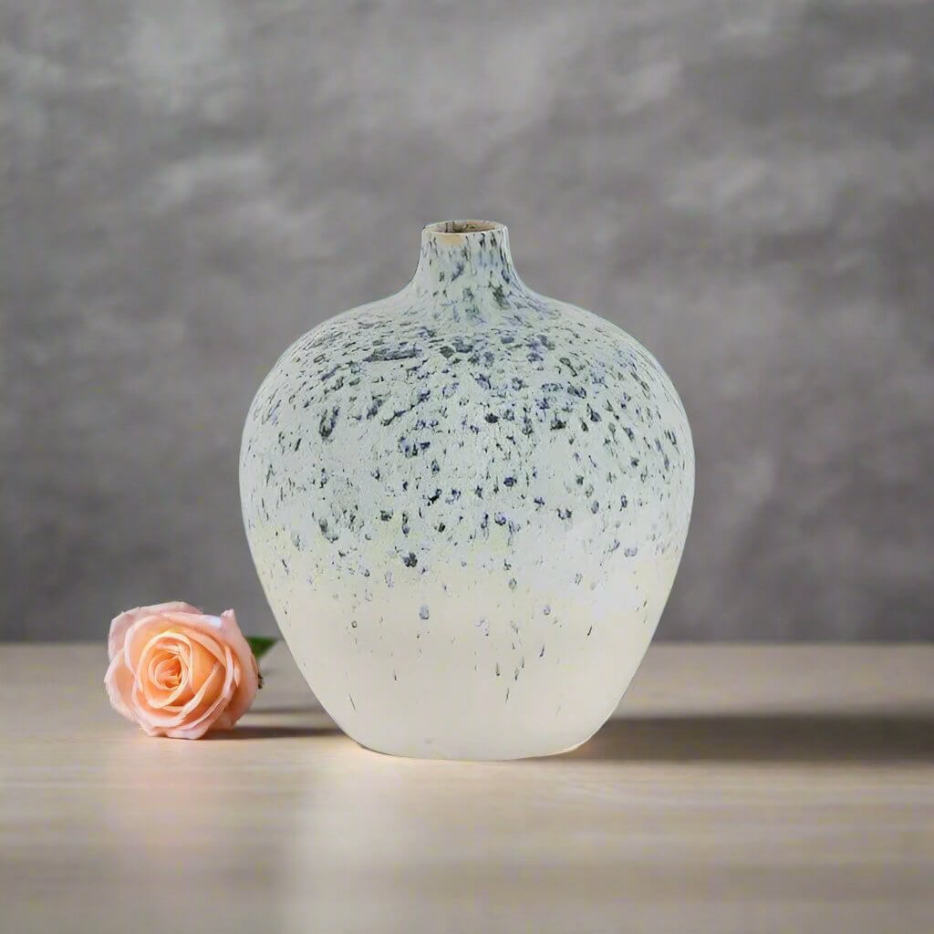 Rain Belly Small Ceramic Blue White Vase