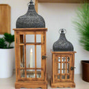 Retreat Rustic Wood & Metal Lantern Set