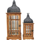 Retreat Rustic Wood & Metal Lantern Set