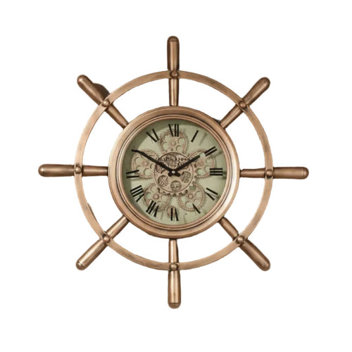 Rose Gold Nautical Gear Wall Clock 65cm